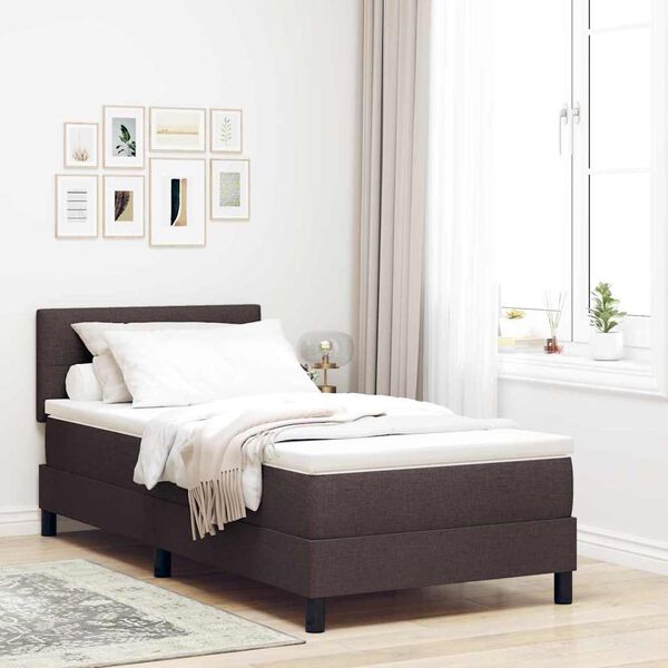 vidaXL Boxspringbett mit Matratze Dunkelbraun 100 x 200 cm Stoff