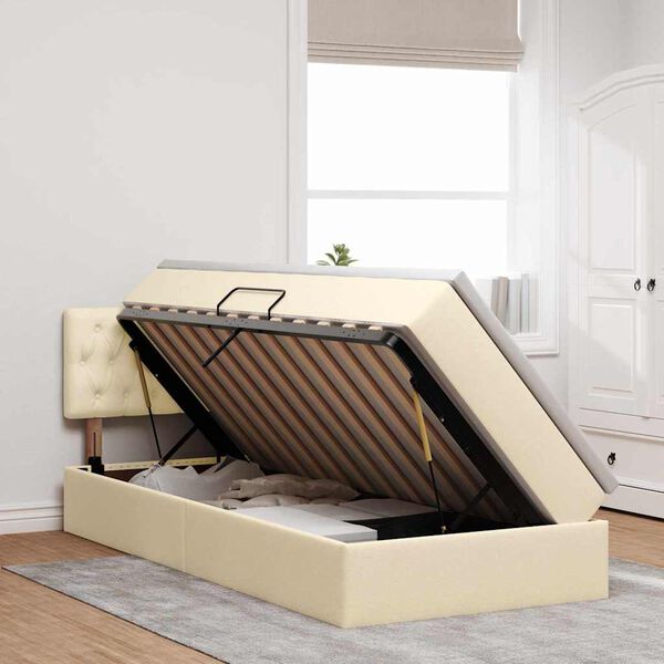 vidaXL Aufbewahrungsbett mit Matratze Creme 100 x 200 cm Holzwerkstoff