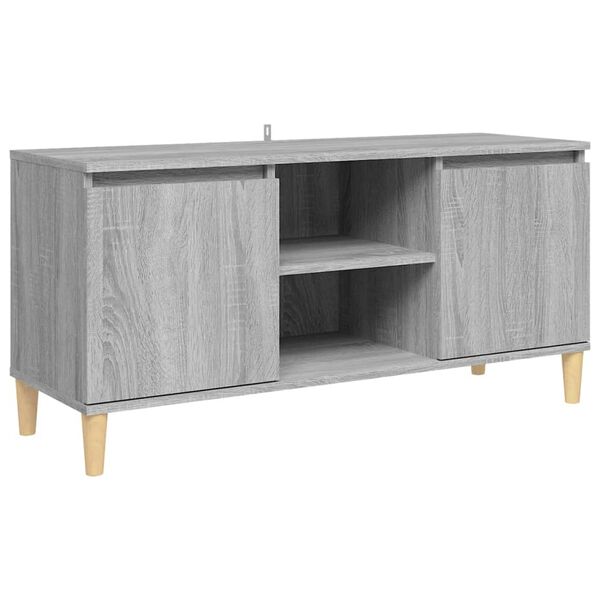vidaXL TV-Schrank mit Massivholz-Beinen Grau Sonoma 103,5x35x50 cm