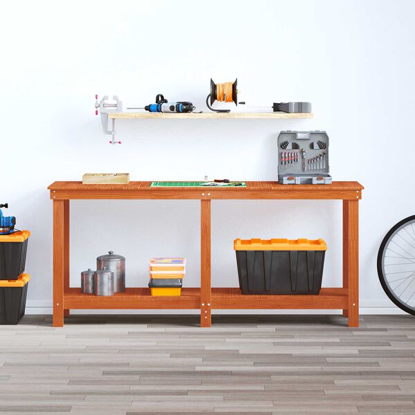vidaXL Werkbank Wachsbraun 180 x 50 x 80 cm Massives Kiefernholz