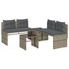 vidaXL 4-tlg. Garten-Sofagarnitur mit Kissen Grau Poly Rattan