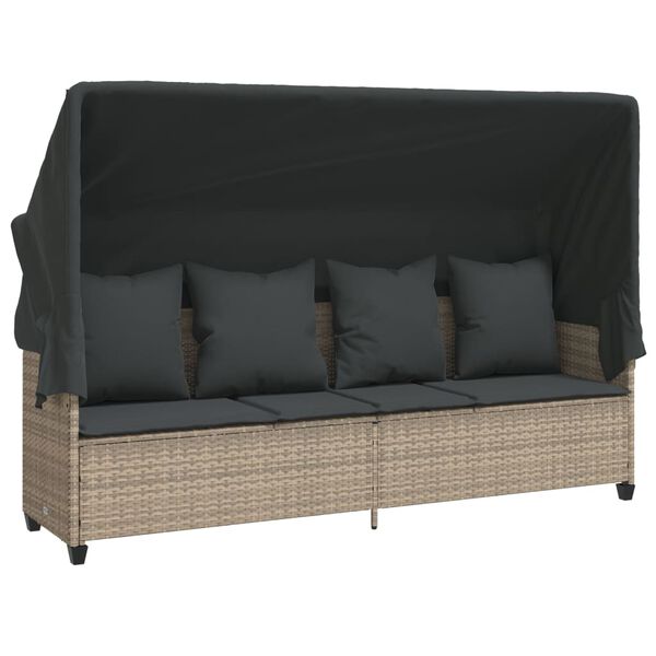vidaXL 5-tlg. Garten-Sofagarnitur mit Kissen Hellgrau Poly Rattan