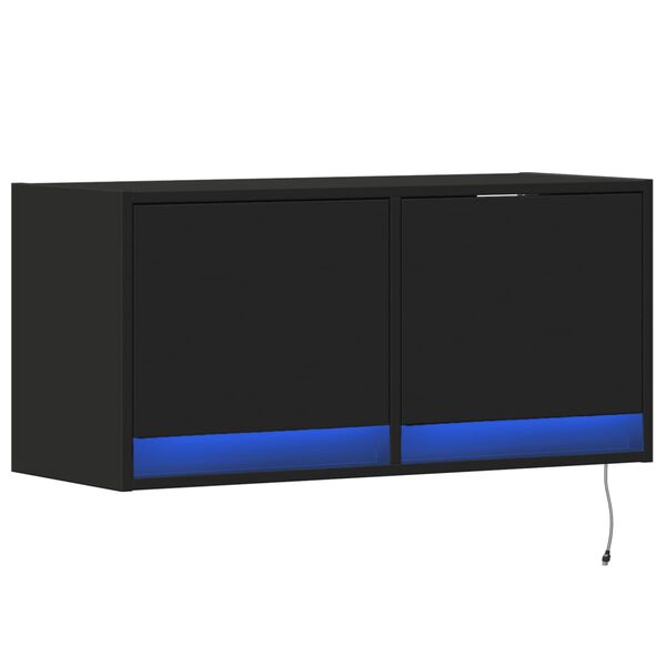 vidaXL TV-Wandschrank mit LED-Beleuchtung Schwarz 80x31x38 cm