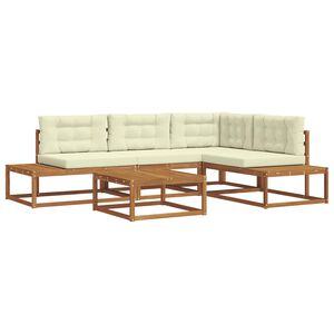 vidaXL Outdoor-Sofagarnitur 5 St&uuml;ck Natur und Creme