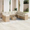 vidaXL 12-tlg. Garten-Sofagarnitur mit Kissen Beige Poly Rattan
