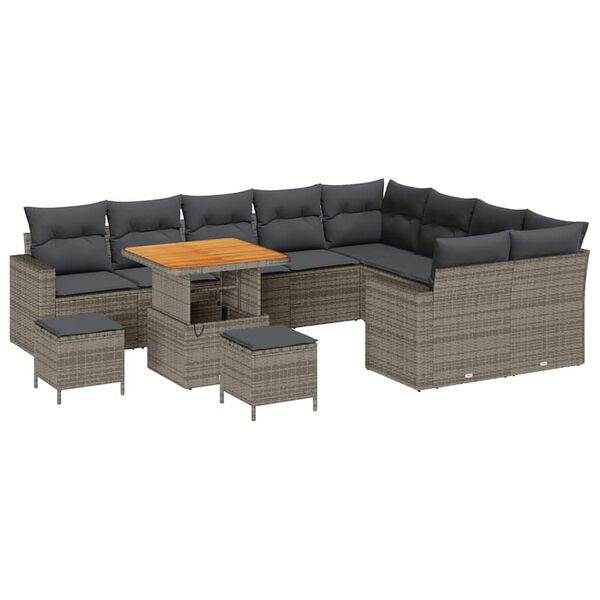 vidaXL Gartensofa-set 12 pcs Grau Poly-Rattan