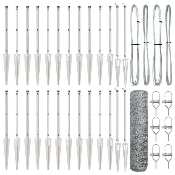 vidaXL Zaunpfosten Silber 50 x 0,6 m (50 mm Gewebe) Stahl