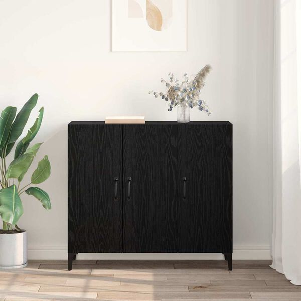 vidaXL Sideboard Schwarz Eichen-Optik 34 x 90 x 80 cm Holzwerkstoff