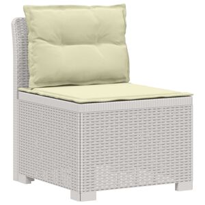 vidaXL 1-Sitzer Garten-Sofa mit Kissen Rattan-Look PP Wei&szlig;