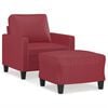 vidaXL Sessel mit Hocker Weinrot 60 cm Kunstleder
