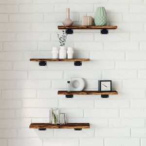 vidaXL Wandregale 4 Stk. R&auml;uchereiche 40x10x1,5 cm Holzwerkstoff
