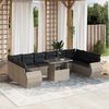 vidaXL 11-tlg. Garten-Sofagarnitur mit Kissen Hellgrau Poly Rattan