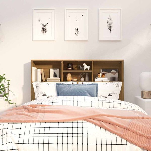 vidaXL Kopfteil mit Ablagen Braun Eichen-Optik 120x19x103,5 cm