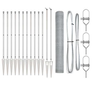 vidaXL Sechseckzaun mit Pfosten 25 x 1,2 m Verzinkter Stahl Silber