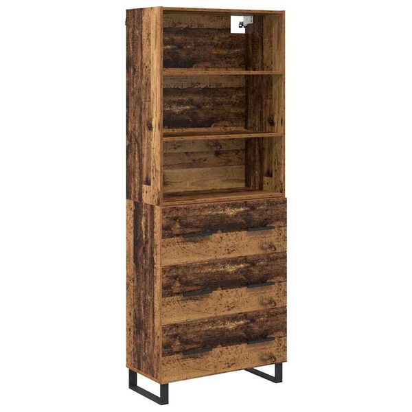 vidaXL Highboard Altholz 69,5 x 34 x 180 cm Holzwerkstoff