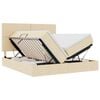 vidaXL Bett mit LED-Lichtleisten mit Kopfteil Creme 180 x 200 cm Stoff