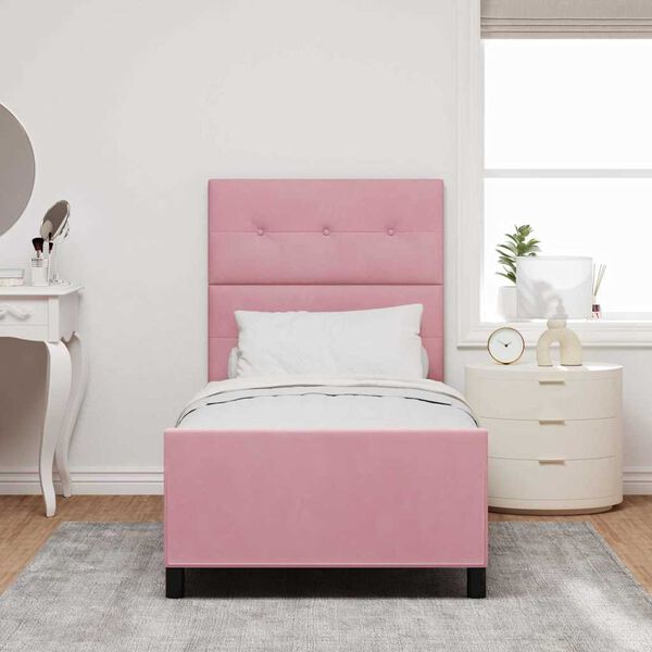vidaXL Boxspringbett mit Kopfteil Rosa 90 x 190 cm Samt