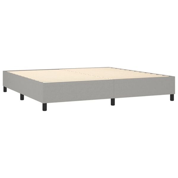 vidaXL Boxspringbett mit Matratze Hellgrau 200x200 cm Stoff