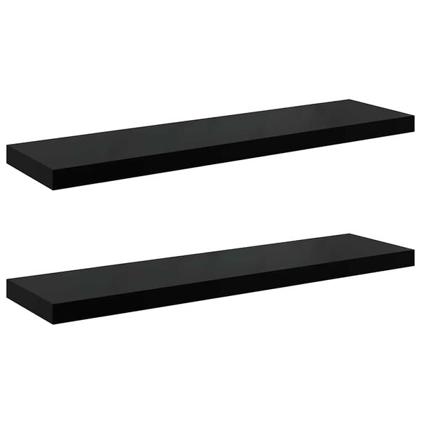 vidaXL Schweberegale 2 Stk. Hochglanz-Schwarz 90x23,5x3,8 cm MDF