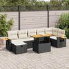 vidaXL 5-tlg. Garten-Sofagarnitur mit Kissen Schwarz Poly Rattan