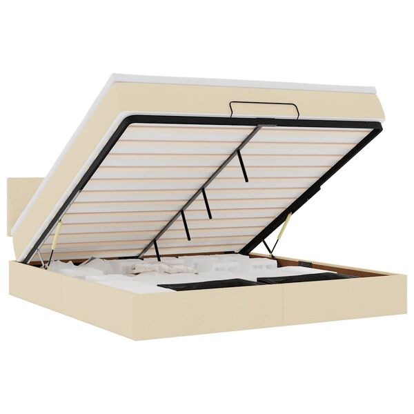 vidaXL Ottoman-Bett mit Matratze & LEDs Creme 160x200 cm Stoff