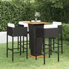 vidaXL 5-tlg. Gartenbar-Set mit Kissen Poly Rattan Schwarz