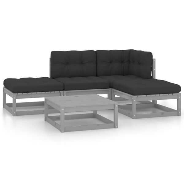 vidaXL 5-tlg. Garten-Lounge-Set mit Kissen Kiefer Massivholz