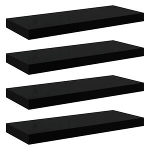 vidaXL Schweberegale 4 Stk. Hochglanz-Schwarz 60x23,5x3,8 cm MDF