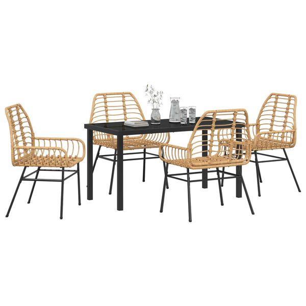 vidaXL Garten Essgruppe 5 pcs Braun Poly-Rattan