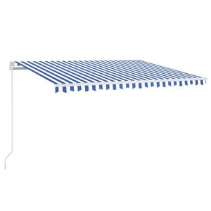 vidaXL Markise Manuell Einziehbar mit LED 450x350 cm Blau und Wei&szlig;