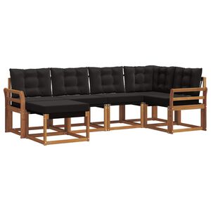 vidaXL Outdoor-Sofagarnitur mit Kissen 6 pcs Nat&uuml;rlich und Schwarz