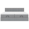 vidaXL Ottoman-Bett mit Matratzen & LEDs Hellgrau 200x200 cm Stoff