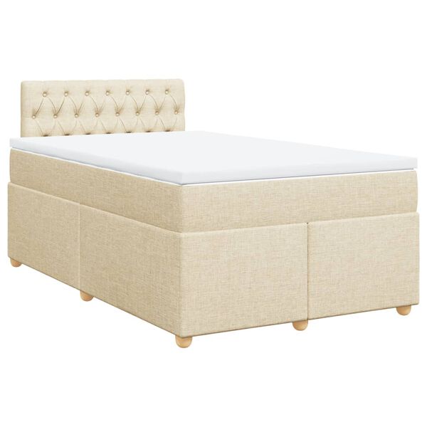 vidaXL Boxspringbett mit Matratze Creme 120x200 cm Stoff