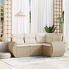 vidaXL 4-tlg. Garten-Sofagarnitur mit Kissen Beige Poly Rattan