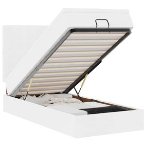 vidaXL Ottoman-Bett mit Matratze & LEDs Wei&szlig; 100x200 cm Kunstleder