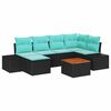 vidaXL Garten-Sofa-Set 7 stk. Schwarz und T&uuml;rkis