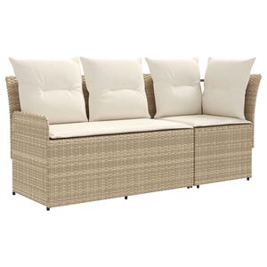 vidaXL 2 stk. Gartenarmsessel mit Ecksofa PE-Rattan Beige und Creme