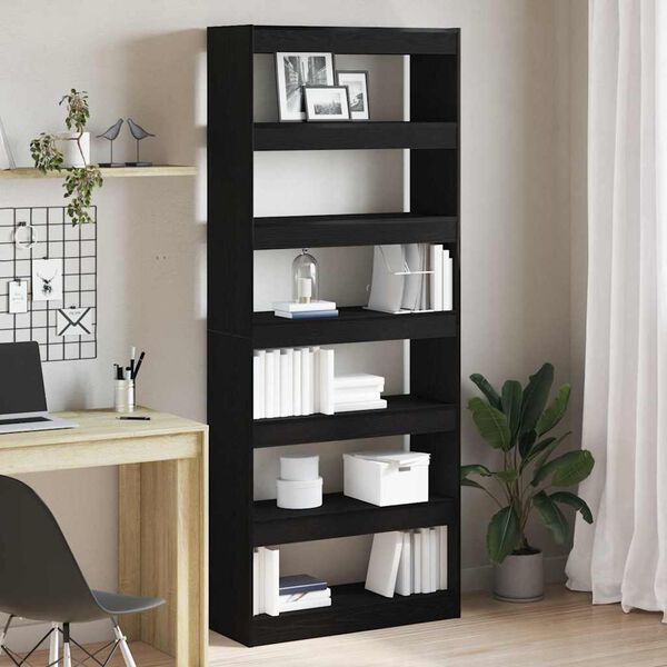 vidaXL B&uuml;cherregal Schwarz Eichen-Optik 80 x 30 x 198 cm Holzwerkstoff