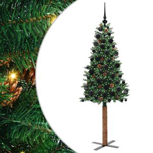 vidaXL Schlanker Weihnachtsbaum mit 300 LEDs mit St&auml;nder Gr&uuml;n 180 cm