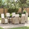 vidaXL Garten Essgruppe mit Kissen 7 pcs Beige Poly-Rattan