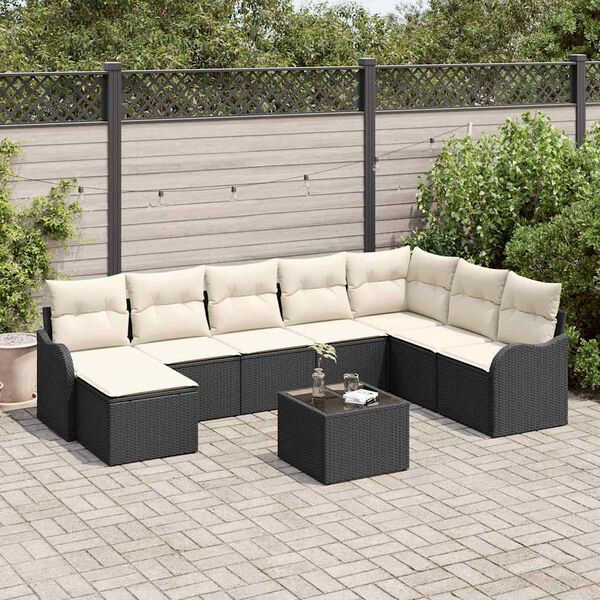 vidaXL Gartensofa-set 9 pcs Schwarz Poly-Rattan