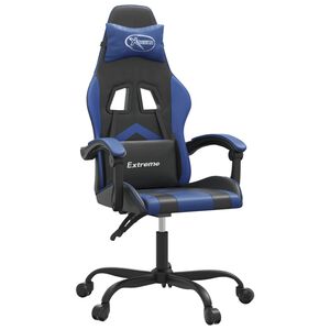 vidaXL Gaming-Stuhl Drehbar Schwarz und Blau Kunstleder