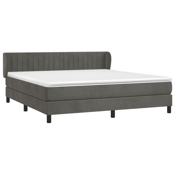 vidaXL Boxspringbett mit Matratze Dunkelgrau 160x200 cm Samt