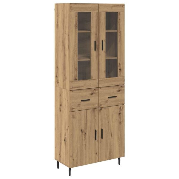 vidaXL Highboard 2 pcs Artisan-Eiche Engineered Wood und Glas