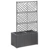 vidaXL Hochbeet mit Rankgitter 2 Töpfe 58×30×107cm Poly Rattan Schwarz