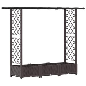 vidaXL Hochbeet mit Rankgitter und Dach Braun 164 x 40 x 121 cm PP