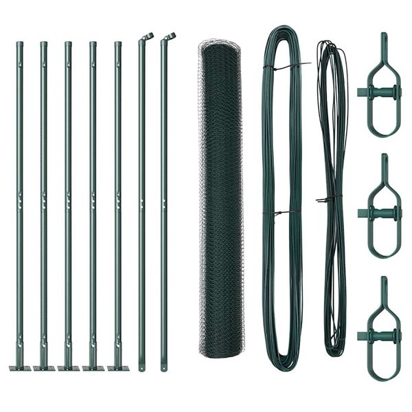 vidaXL Zaunpfosten Gr&uuml;n 10 x 1 m (13 mm Maschen) Stahl und PVC