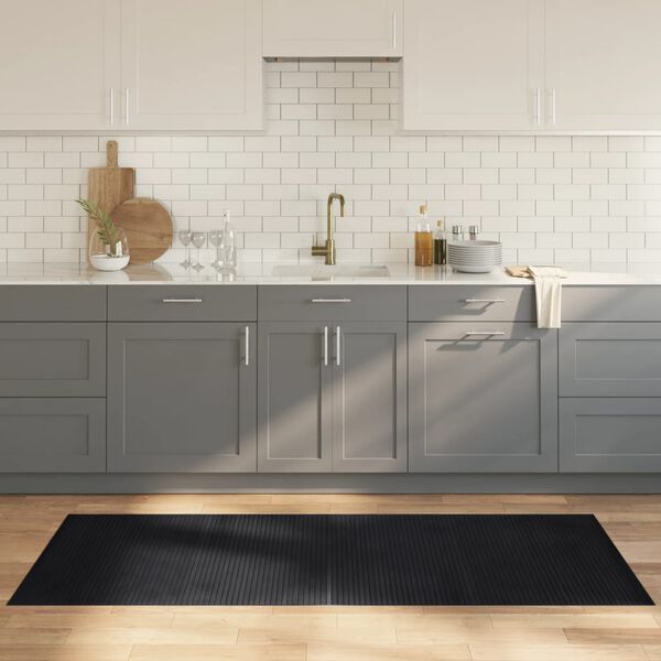 vidaXL Teppich Rechteckig Schwarz 80x200 cm Bambus