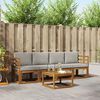 vidaXL Outdoor-Sofagarnitur mit Kissen 5 pcs Nat&uuml;rlich und Hellgrau