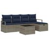 vidaXL Sofa Set mit Kissen Grau und Marineblau Poly-Rattan